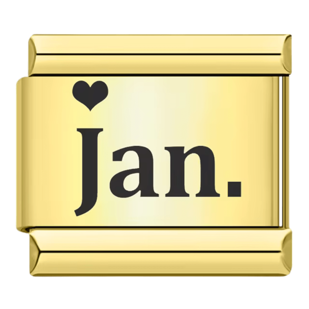 gold January month Jan Italian charm 9mm for Italian charm bracelet