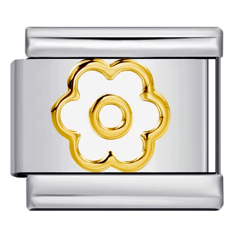 gold flower 9mm italian charm on bracelet