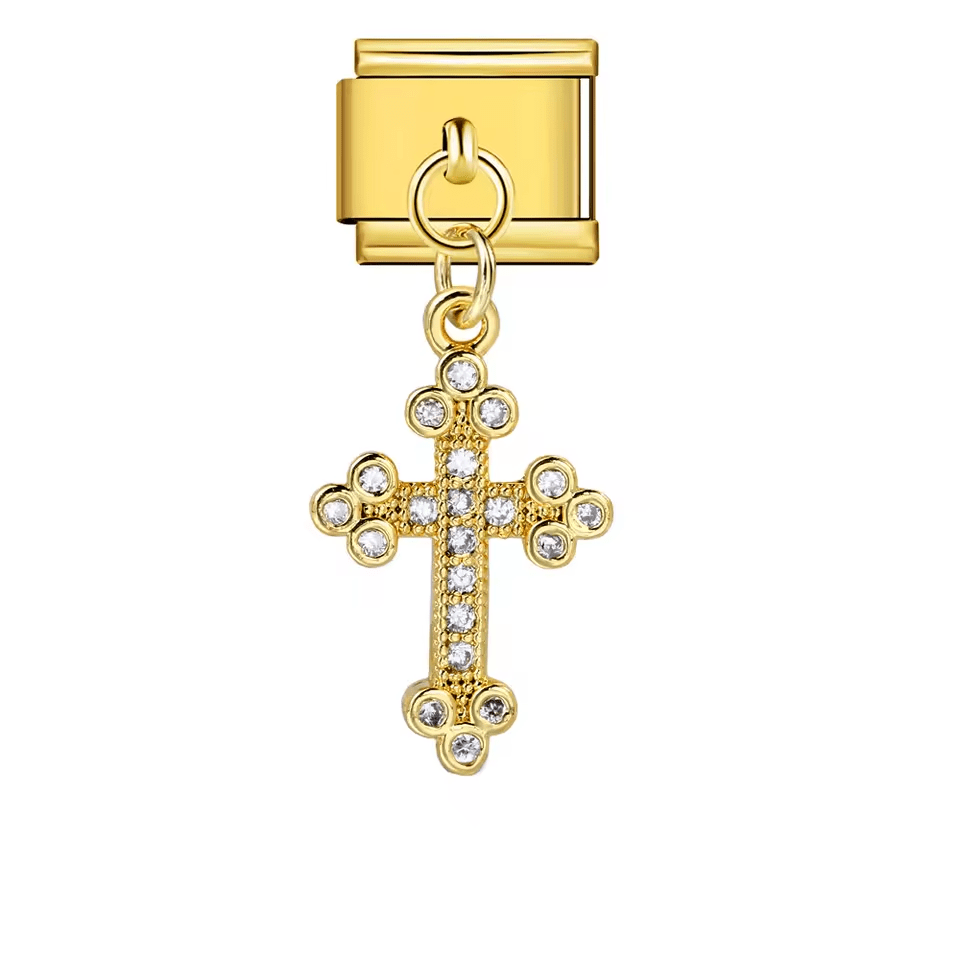 Hanging Diamond Cross - – Italian Charm Bracelet by Charmette