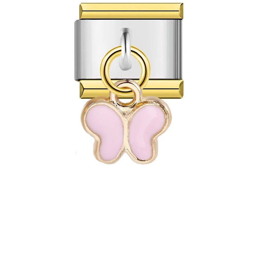 Pink Hanging Butterfly - – Italian Charm Bracelet by Charmette