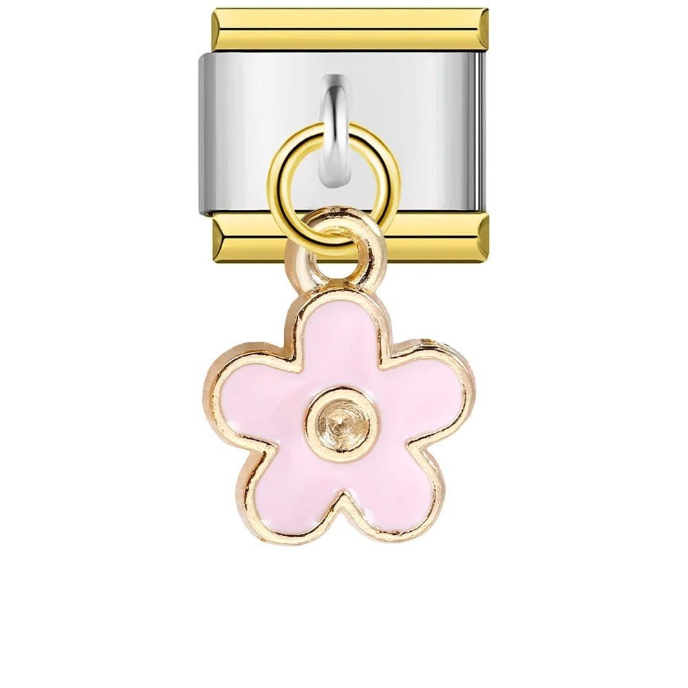Pink Hanging Flower - β Italian Charm Bracelet by Charmette