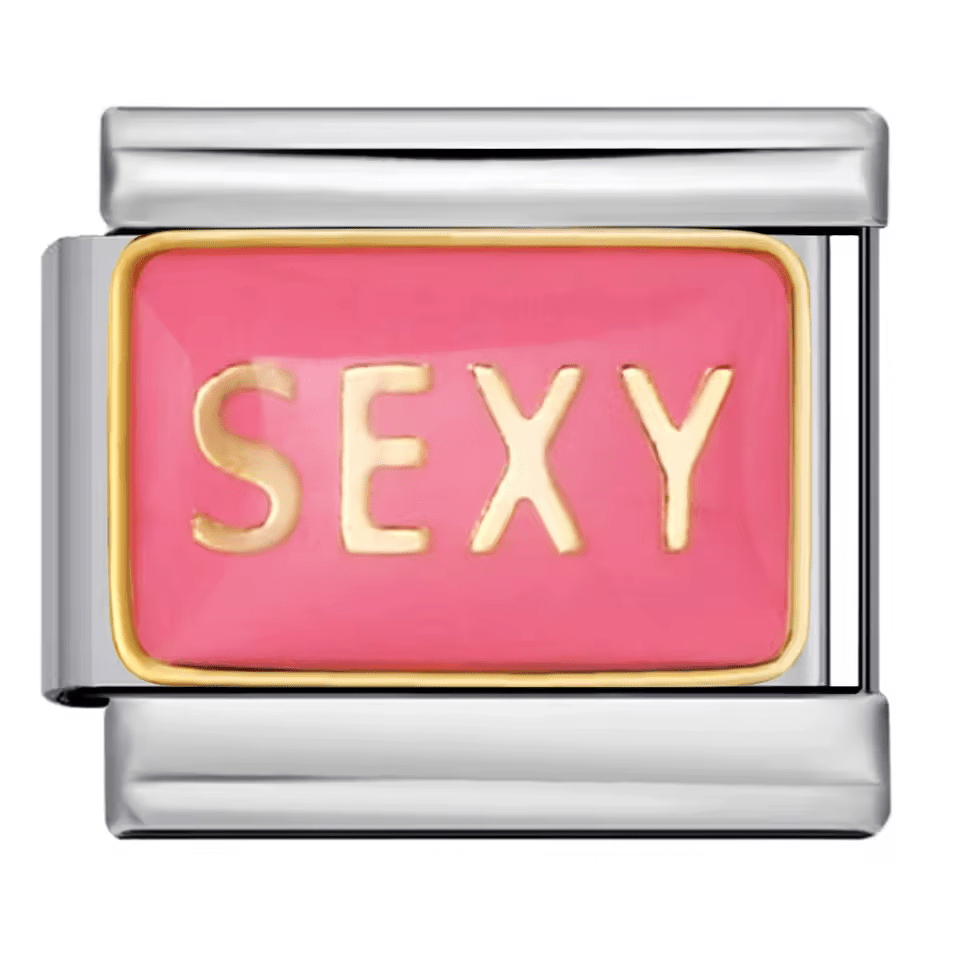pink sexy text Italian charm 9mm bracelet link