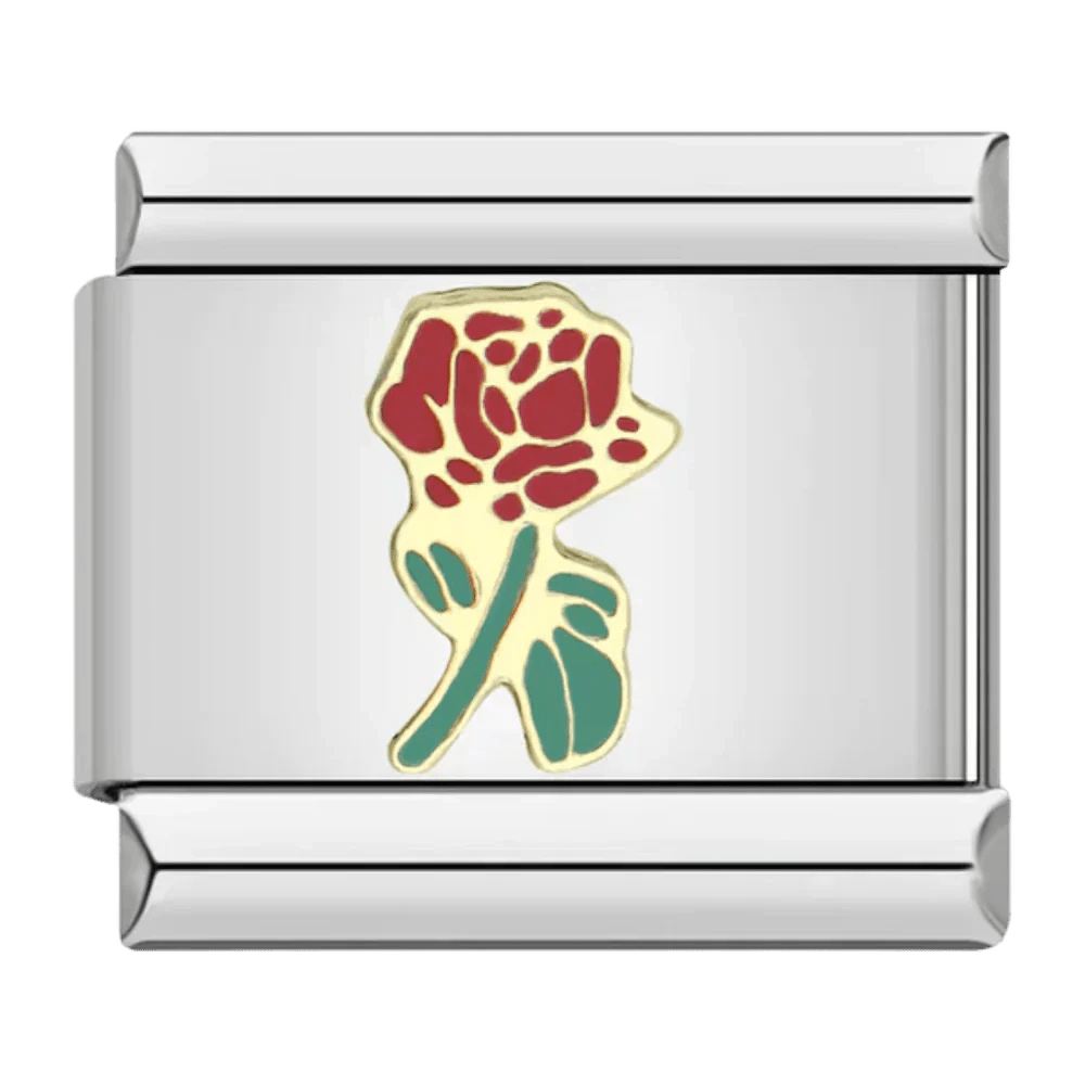 rose flower Italian charm 9mm bracelet link