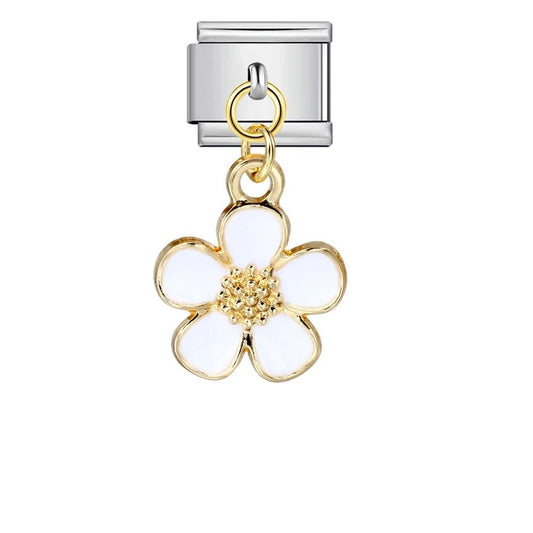 White Hanging Flower - – Italian Charm Bracelet by Charmette