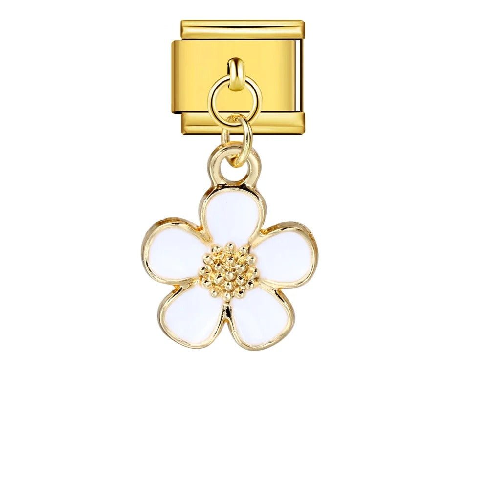 White Hanging Flower - – Italian Charm Bracelet by Charmette