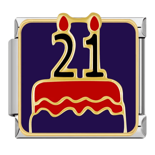 21st birthday cake Italian charm 9mm birthday charm for Italian charm bracelet