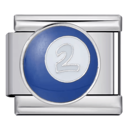 2 ball billiards Italian charm 9mm blue enamel
