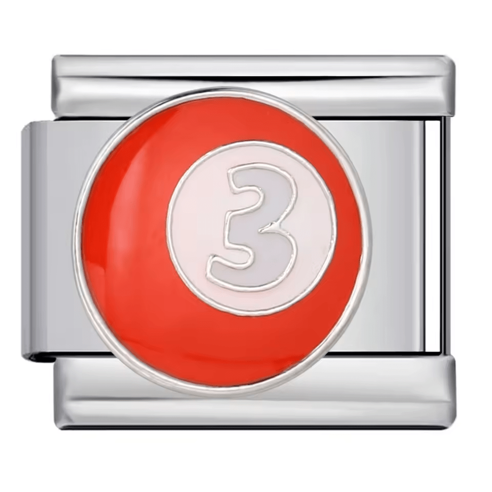 3 ball billiards Italian charm 9mm red enamel