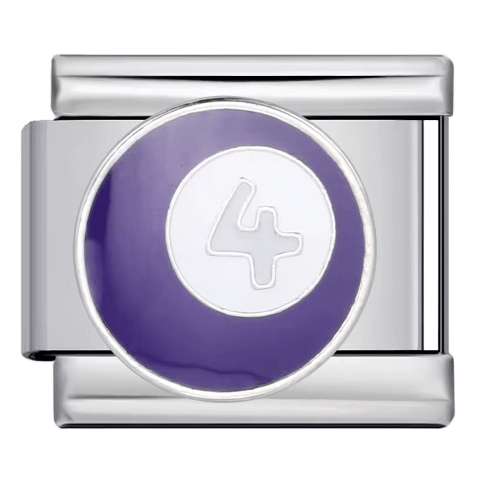 4 ball billiards Italian charm 9mm purple enamel