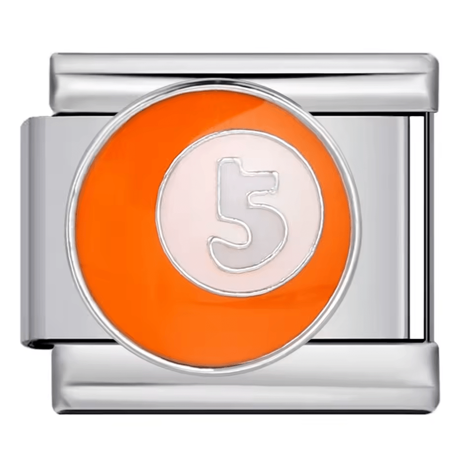 5 ball billiards Italian charm 9mm orange enamel