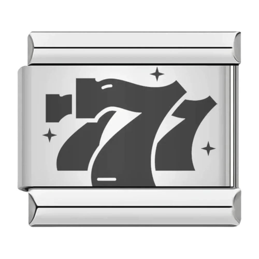 777 lucky number Italian charm 9mm bracelet link
