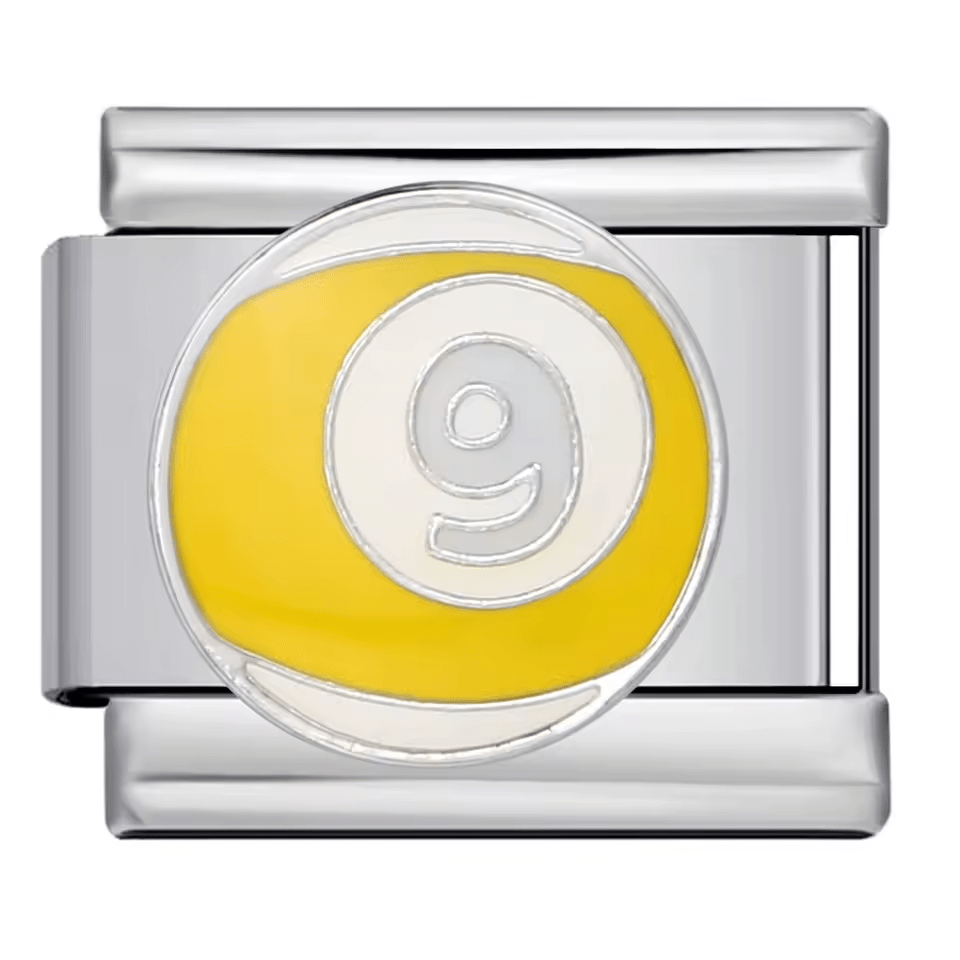 9 ball billiards Italian charm 9mm yellow enamel