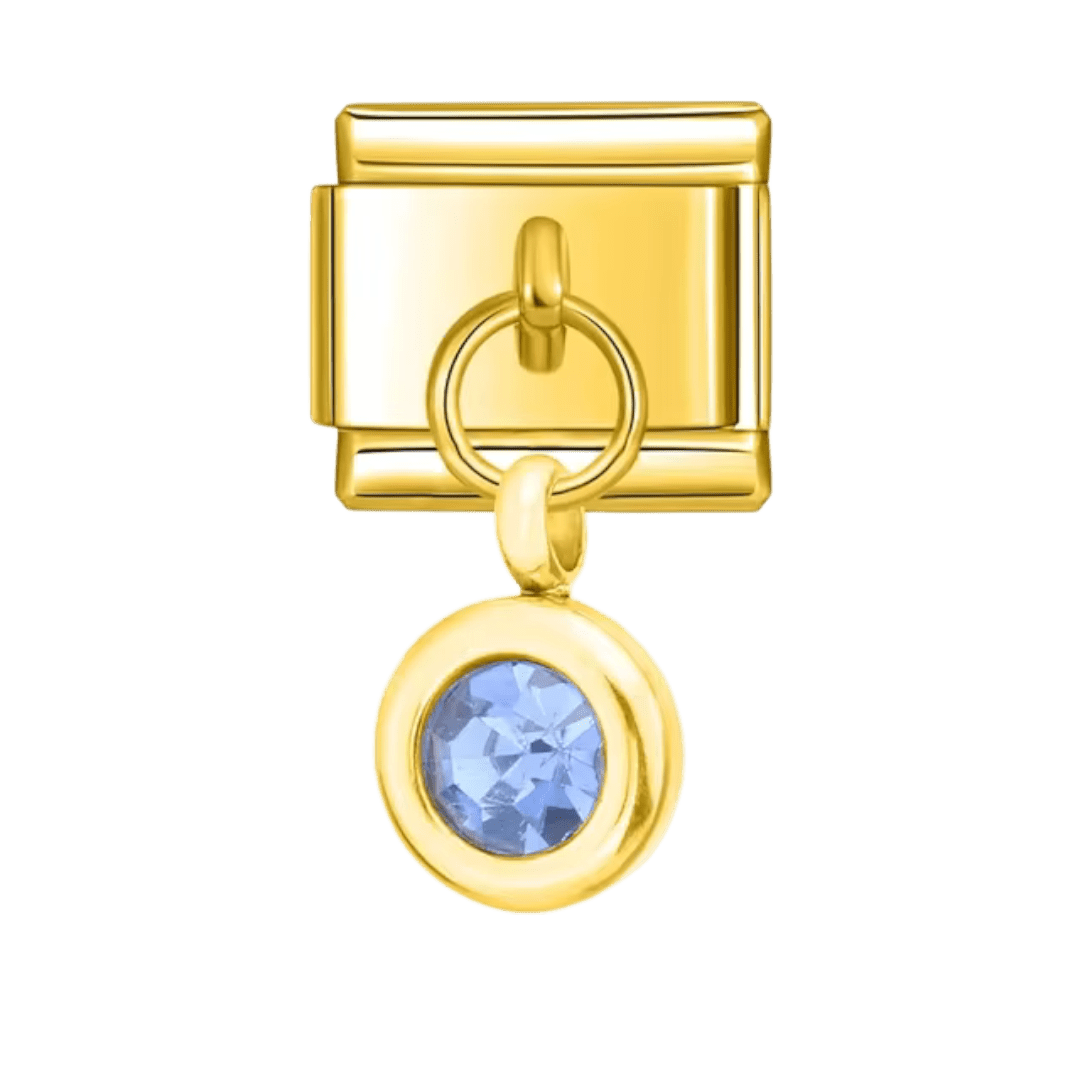 9mm italian charm with hanging gemstone