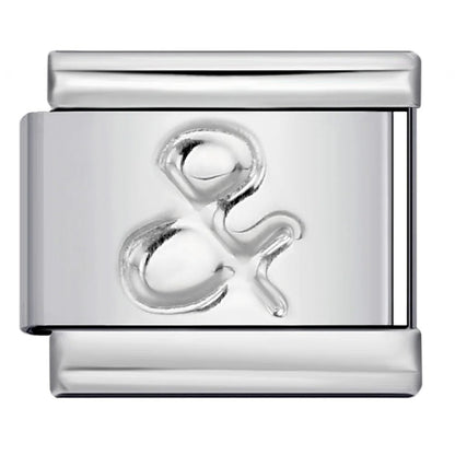 Ampersand symbol Italian charm 9mm stainless steel bracelet link