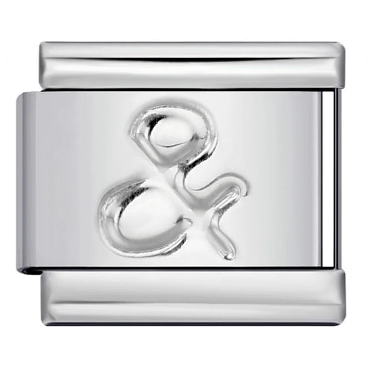 Ampersand symbol Italian charm 9mm stainless steel bracelet link