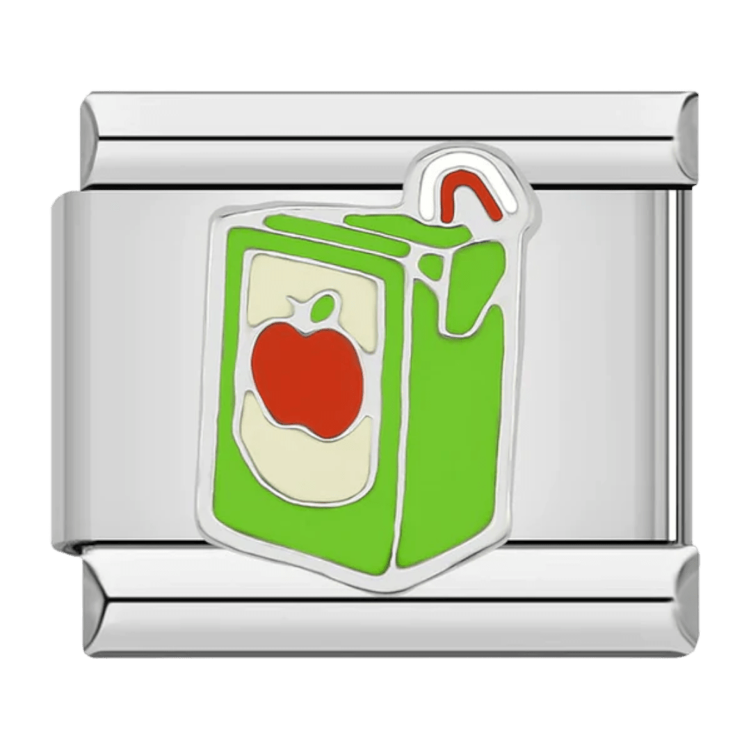 Apple Juice Box Italian charm 9mm green drink carton design