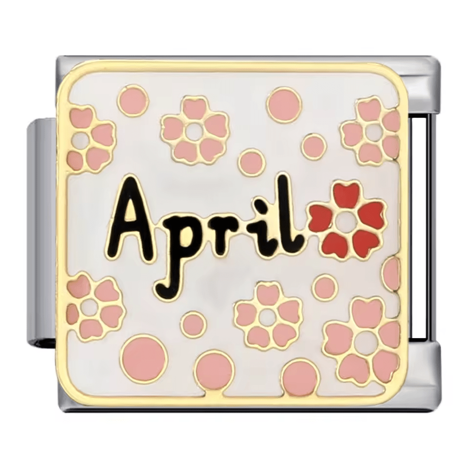 April Italian charm 9mm enamel month design