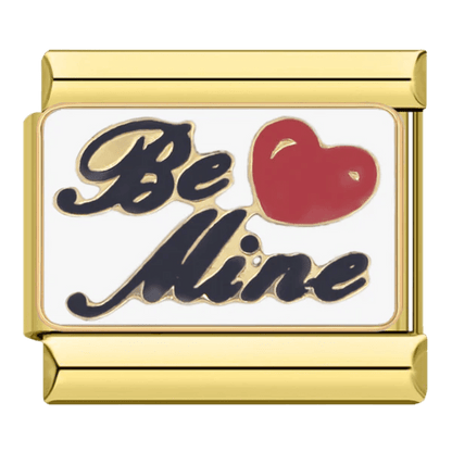 Be Mine Italian charm stacked with other romantic heart message charms