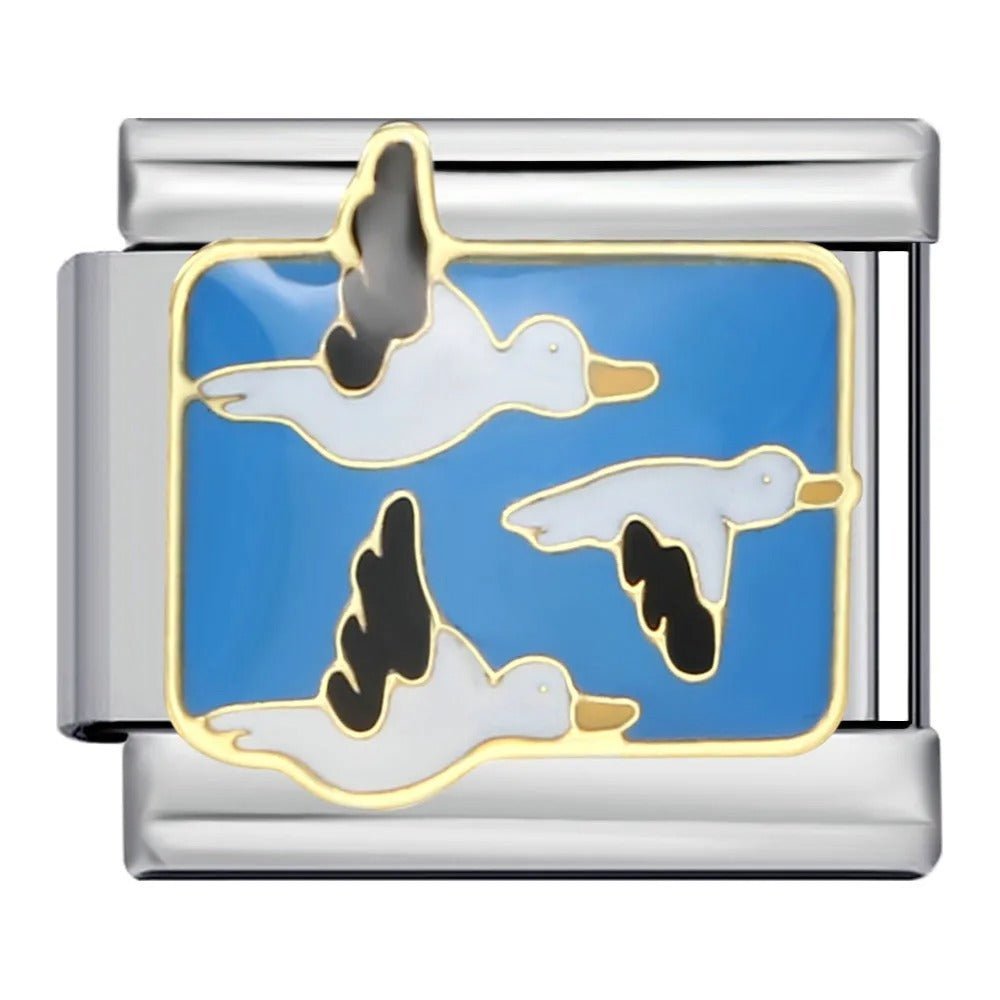 Birds in flight Italian charm 9mm scenic animal design