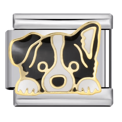 Black and white puppy face Italian charm 9mm