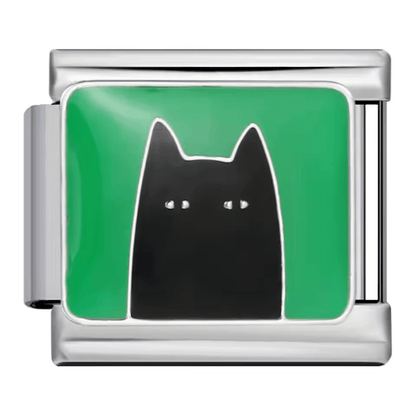 Black cat silhouette Italian charm 9mm cat face Italian charm link