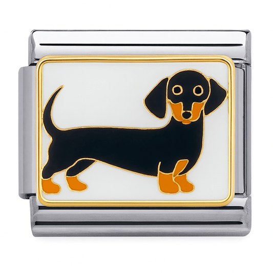 Black dachshund weiner dog Italian charm 9mm