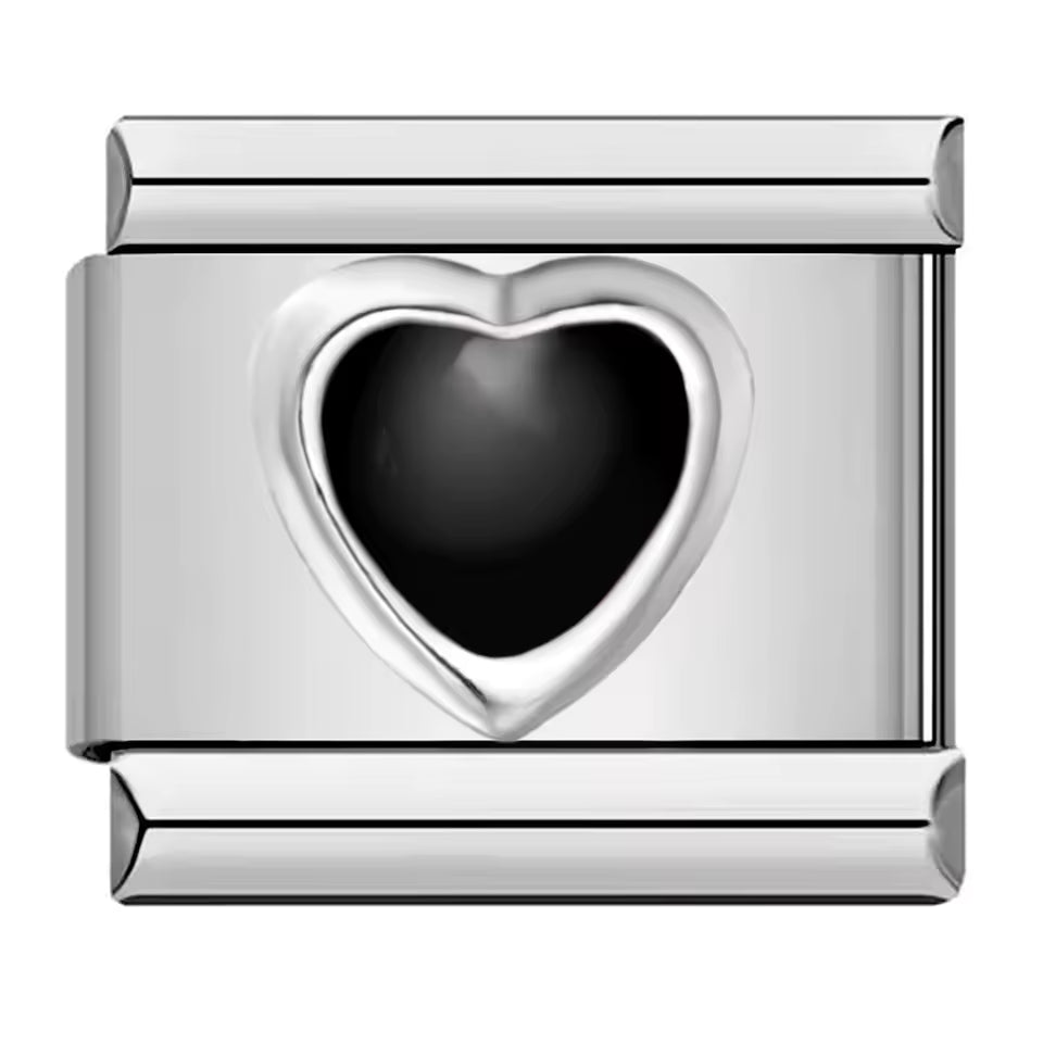 Black heart Italian charm 9mm