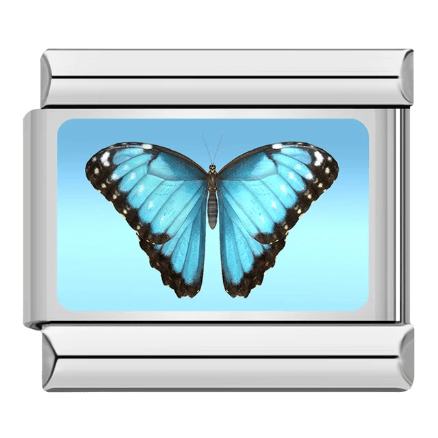 Blue Butterfly Italian charm 9mm detailed wing design