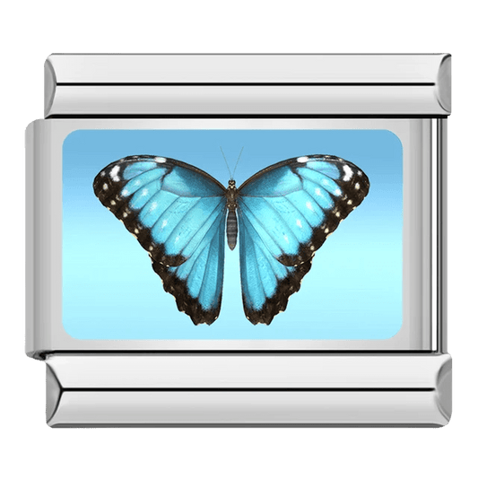 Blue Butterfly Italian charm 9mm detailed wing design