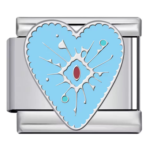 Blue heart Italian charm 9mm stainless steel bracelet link