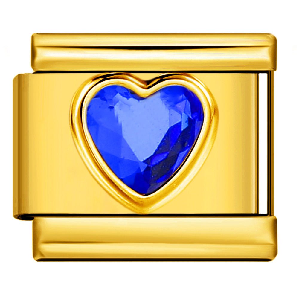 Blue heart gemstone Italian charm 9mm for custom charm bracelets by Charmette