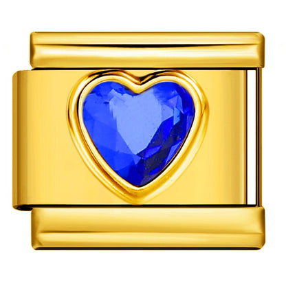 Blue heart gemstone Italian charm 9mm for custom charm bracelets by Charmette