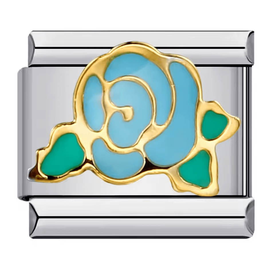 Blue rose Italian charm 9mm