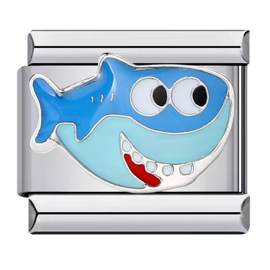 Blue shark ocean Italian charm 9mm