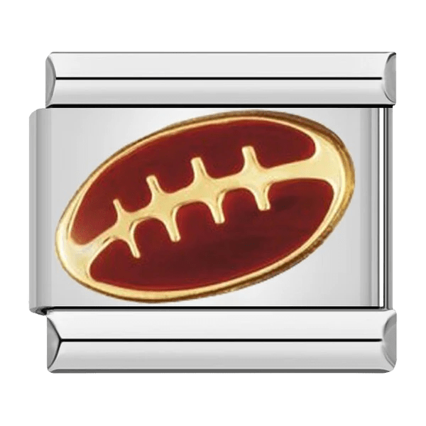 Brown football with gold-tone laces 9mm Italian charm