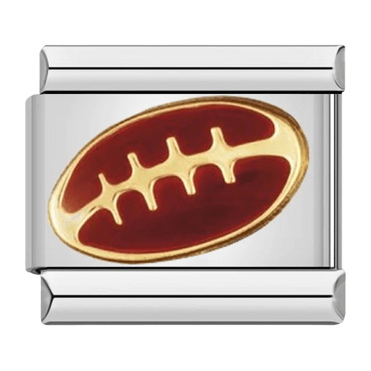 Brown football with gold-tone laces 9mm Italian charm