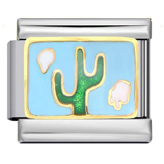 Cactus Italian charm 9mm desert cactus blue background design