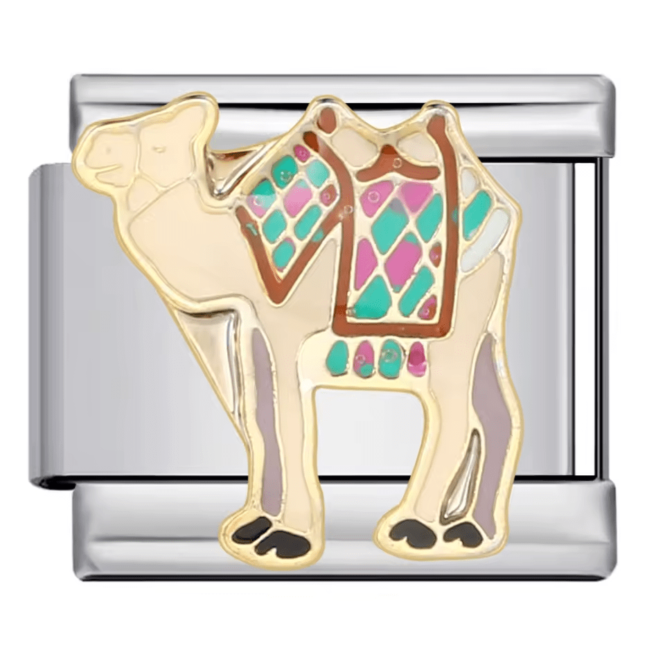 Camel scene Italian charm 9mm with colorful saddle design