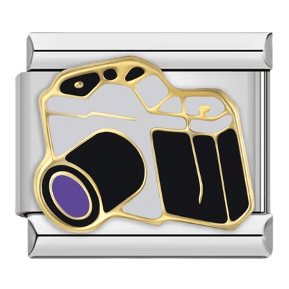 Camera Italian charm link for 9mm Italian charm bracelet with detailed photography design