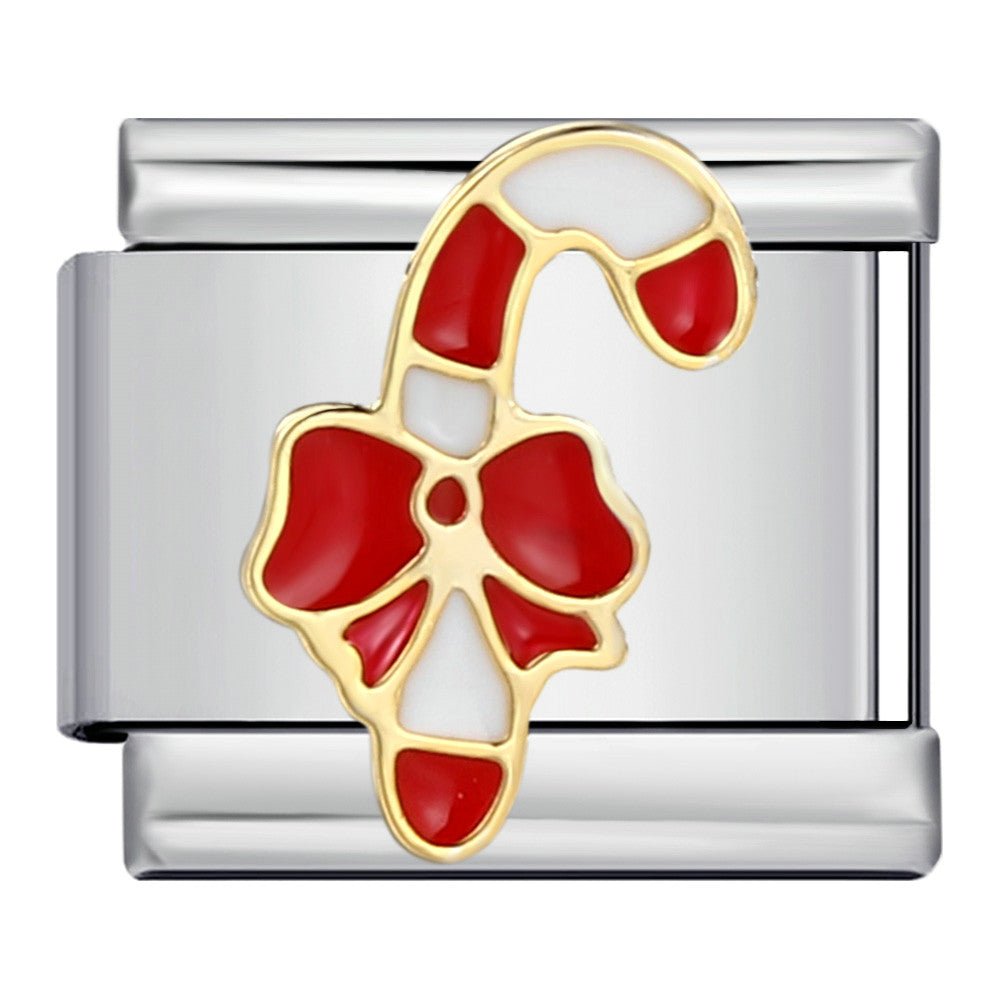 Candy cane with bow Italian charm 9mm