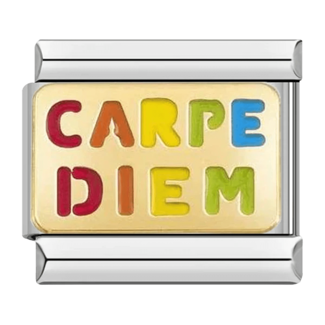 Carpe Diem multicolored text inspirational 9mm Italian charm