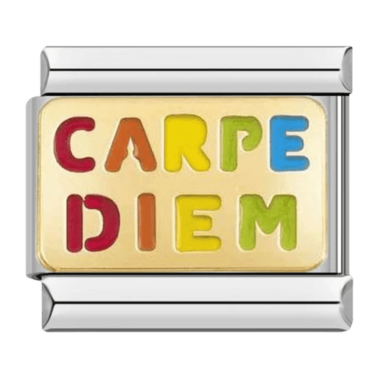 Carpe Diem multicolored text inspirational 9mm Italian charm