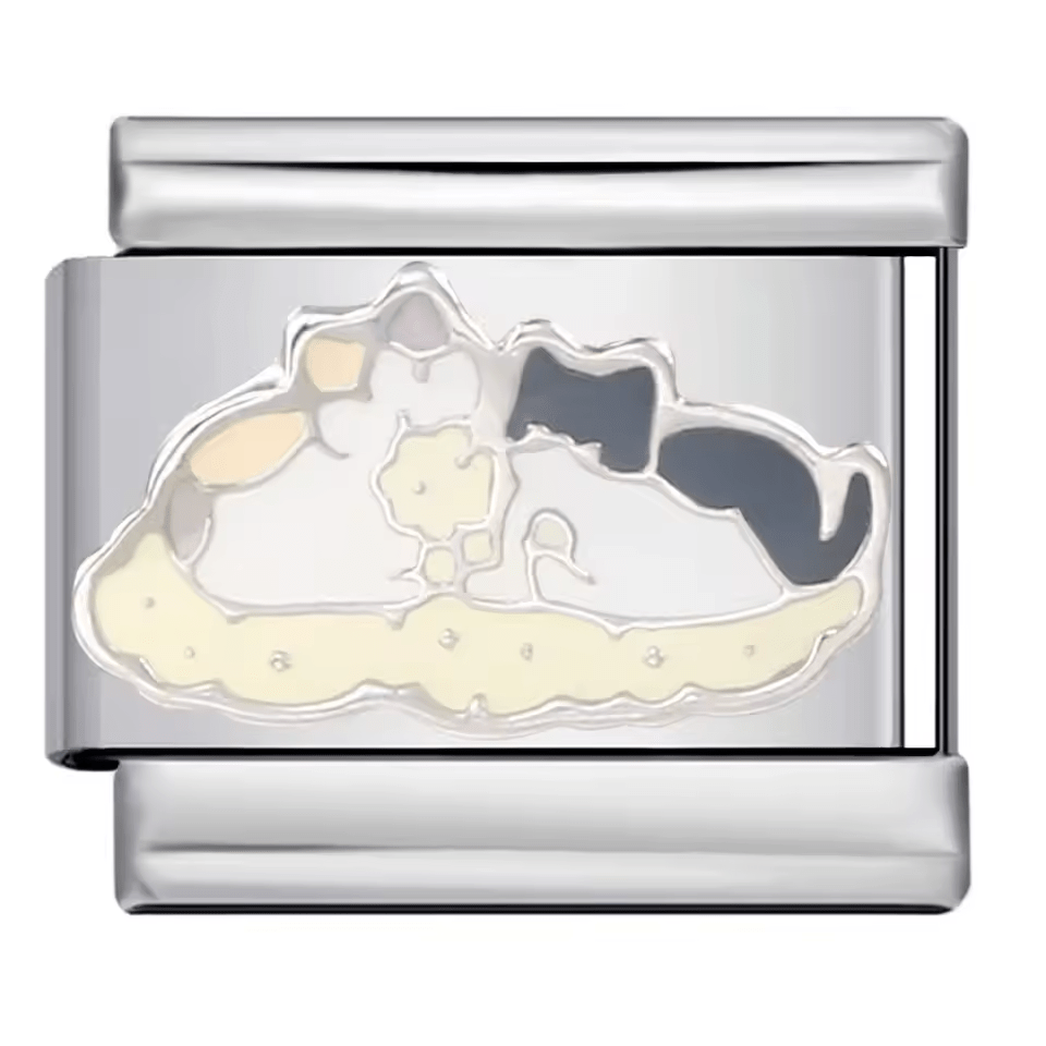 Cats in bed scene Italian charm 9mm sleeping cats Italian charm link