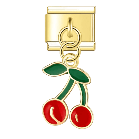 Cherries Dangle 9mm Italian charm compatible with all Italian charm bracelets