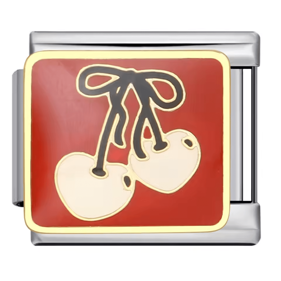 Cherry Italian charm 9mm fruit bow design