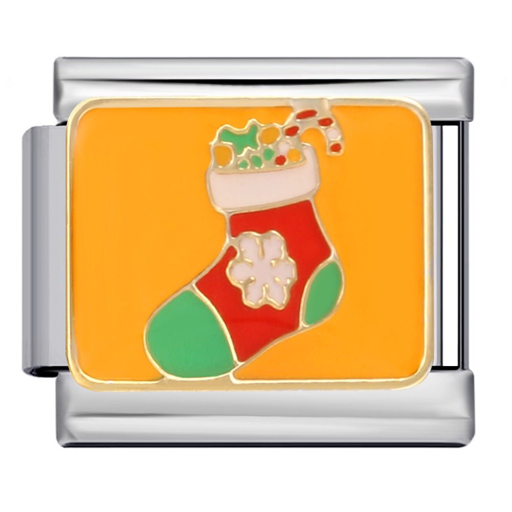 Christmas stocking Italian charm 9mm silver