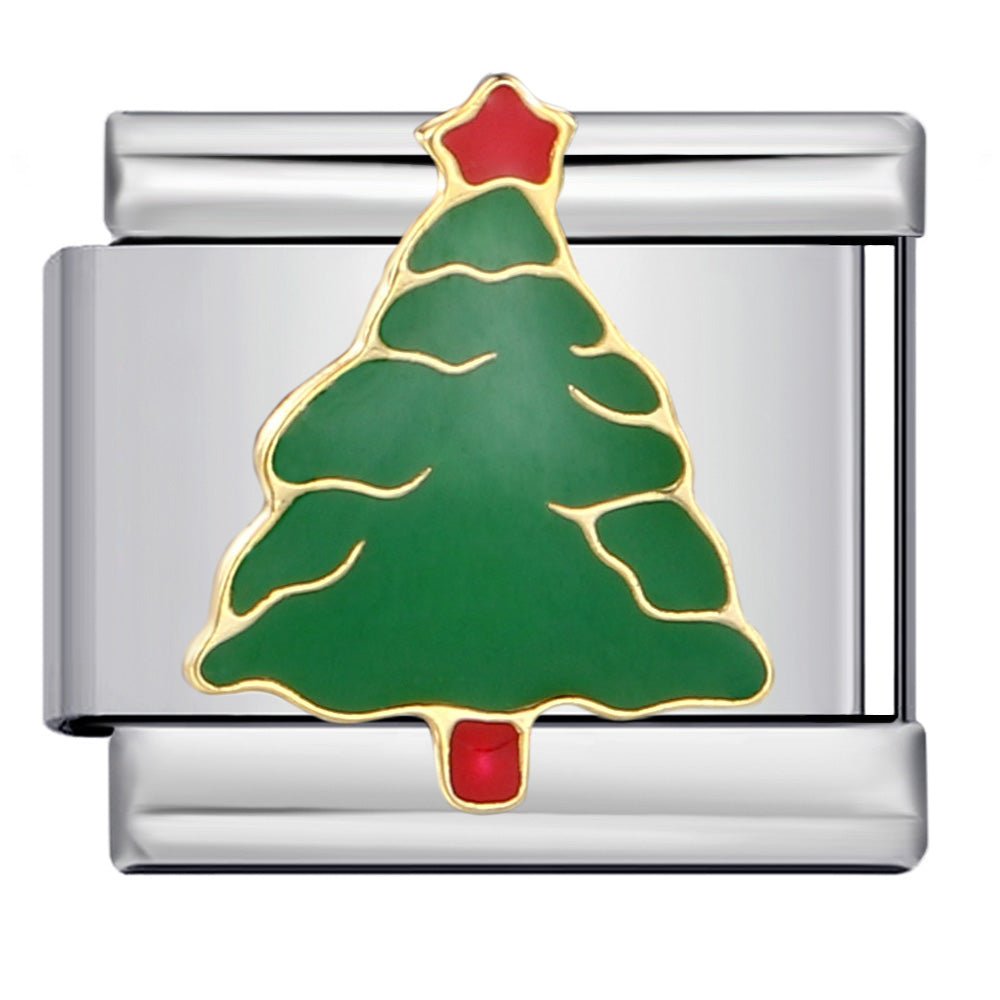 Christmas tree Italian charm 9mm Silver