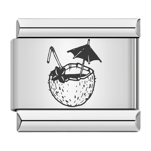 Coconut drink Italian charm 9mm tropical drink charm for Italian charm bracelet