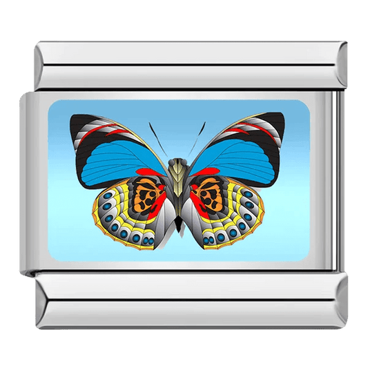 Colorful Butterfly Italian charm 9mm with blue and multicolor wings