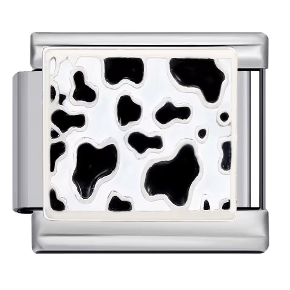 Cow print Italian charm 9mm black and white pattern